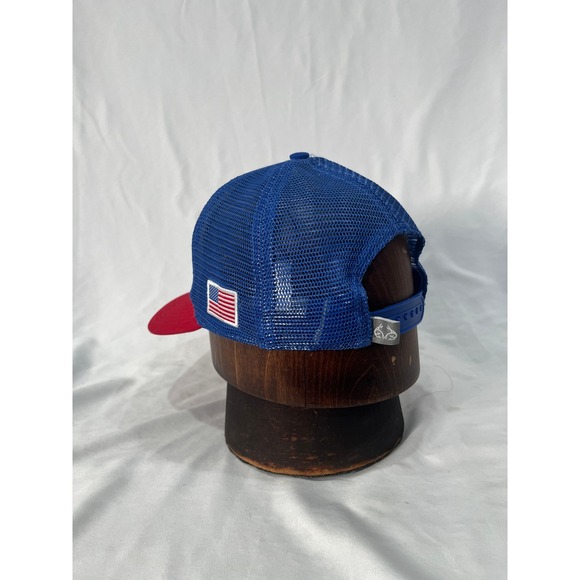 Realtree Fishing Trucker Hat Red White Blue Mesh American Flag Patch Snapback - Picture 3 of 7